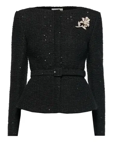 Roland Mouret Sequin Boucle Belted Peplum Jacket | Thumbnail 1