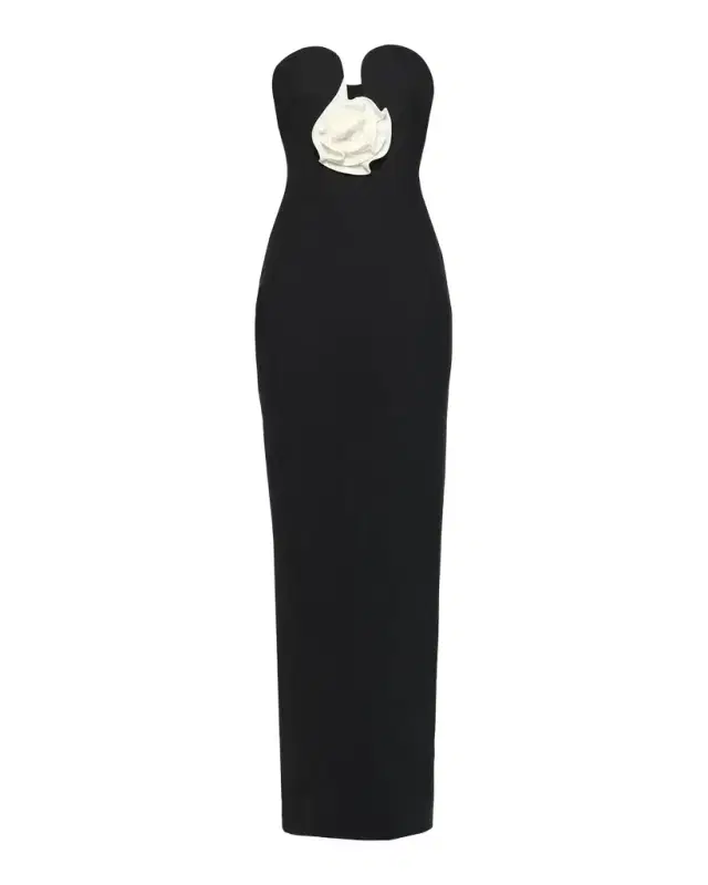 Roland Mouret Strapless Rosette Column Gown