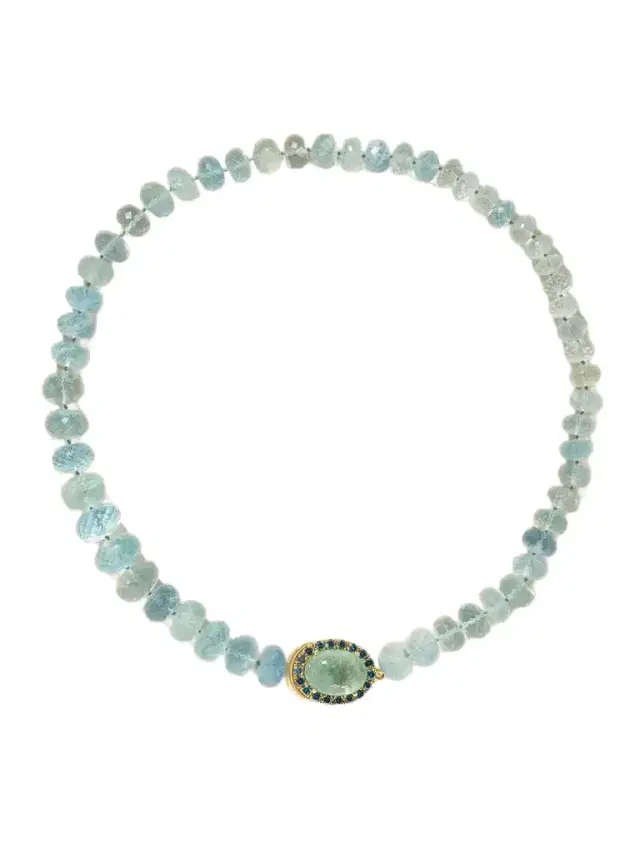 Ileana Makri 18-karat Gold, Aquamarine, Tourmaline And Blue Diamond Beaded Necklace