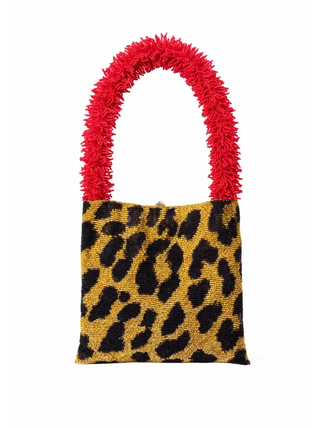 SAC DE SOUL Gold, Black, and Red Leopard Clash of Prints Bag