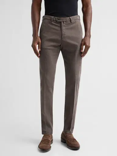 Sartorio Napoli Men's Solid Crease-Front Trousers - Dark Brown | Thumbnail 4 Sartorio Napoli Men's Solid Crease-Front Trousers - Dark Brown | Thumbnail 4