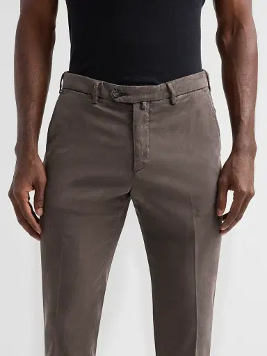Sartorio Napoli Men's Solid Crease-Front Trousers - Dark Brown | Thumbnail 5 Sartorio Napoli Men's Solid Crease-Front Trousers - Dark Brown | Thumbnail 5