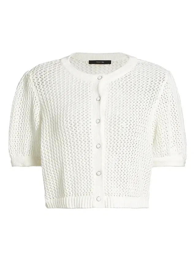 Toccin Women's Samantha Crocheted Cotton Cardigan - Optic