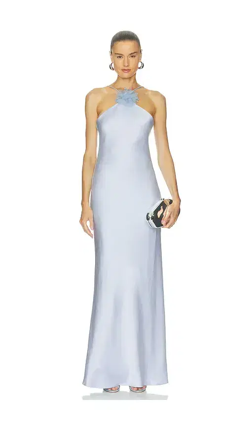 ALEJANDRA ALONSO ROJAS Halter Slip Gown With Flower