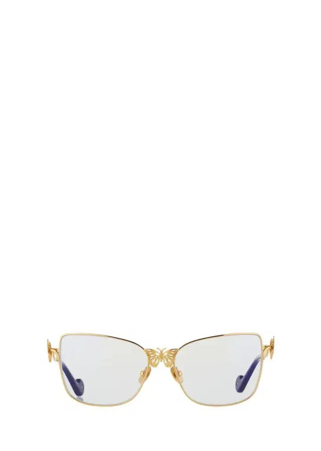 Anna-Karin Karlsson Le Papillon Cat-Eye Optical Frames w/ 3D Butterfly Detail, Gold