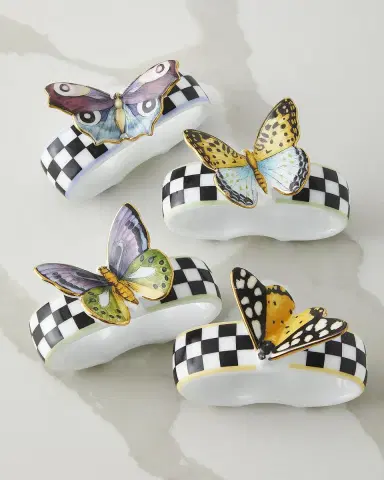 MacKenzie-Childs Butterfly Toile Napkin Rings, Set of 4 | Thumbnail 2