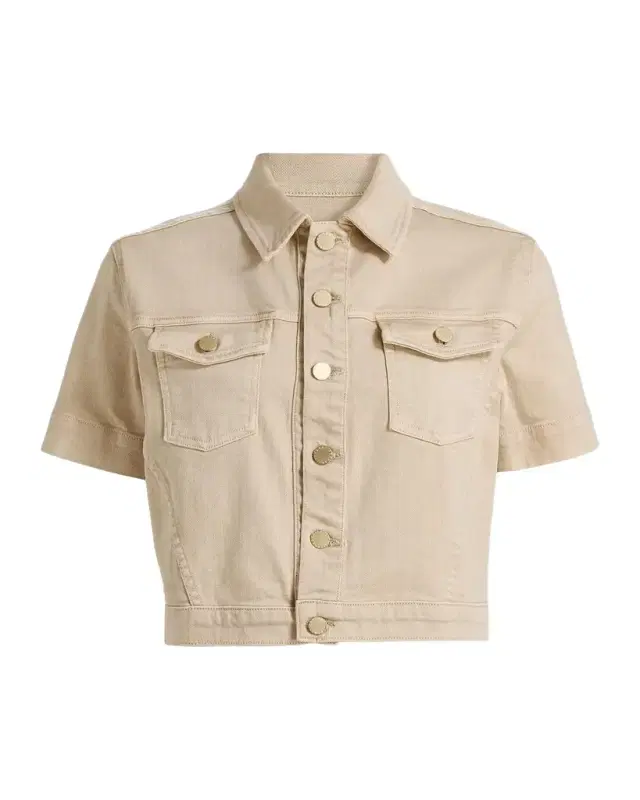 L'Agence Kirstie Cropped Short-Sleeve Denim Jacket