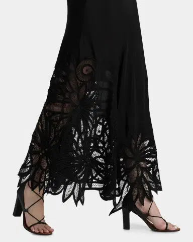 Ulla Johnson Oona Lace Appliqué Silk Midi Skirt | Thumbnail 5