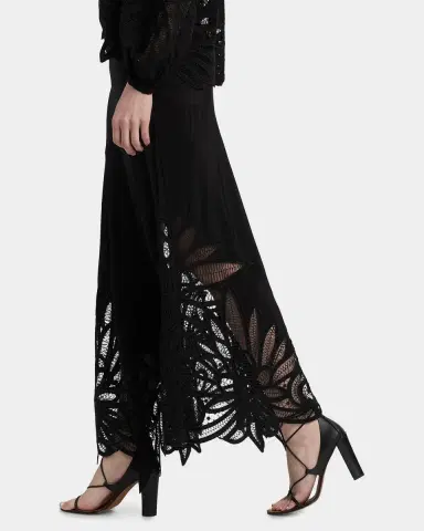 Ulla Johnson Oona Lace Appliqué Silk Midi Skirt | Thumbnail 7