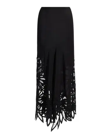 Ulla Johnson Oona Lace Appliqué Silk Midi Skirt | Thumbnail 1