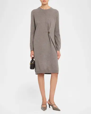Fabiana Filippi Brooch-Embellished Knit Sweater Dress | Thumbnail 2 Fabiana Filippi Brooch-Embellished Knit Sweater Dress | Thumbnail 2