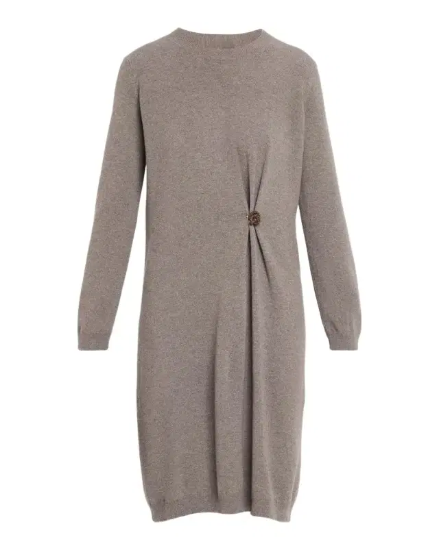 Fabiana Filippi Brooch-Embellished Knit Sweater Dress