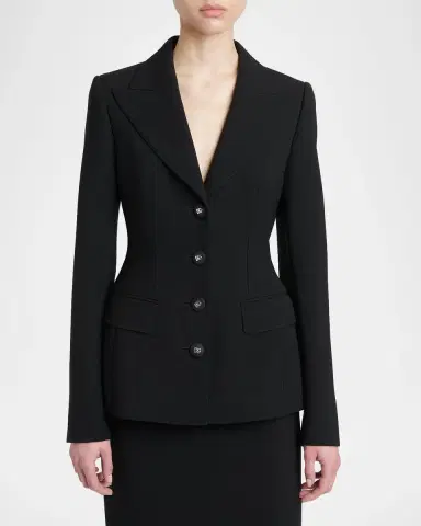 Dolce & Gabbana Double Wool Crepe Single-Breasted Slim Jacket | Thumbnail 4