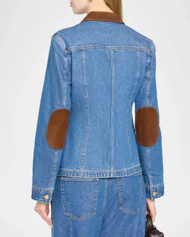 Cinq à Sept Katniss Suede Collar Denim Jacket | Thumbnail 3