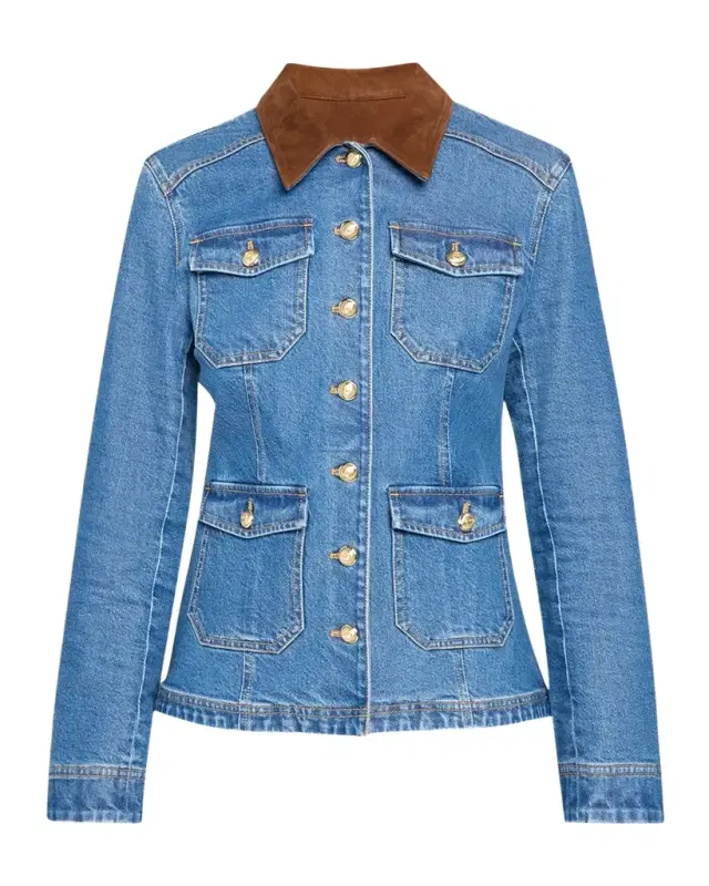 Cinq à Sept Katniss Suede Collar Denim Jacket