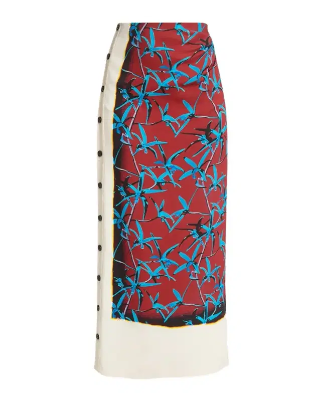 Proenza Schouler Anais Floral-Print Button-Side Midi Skirt