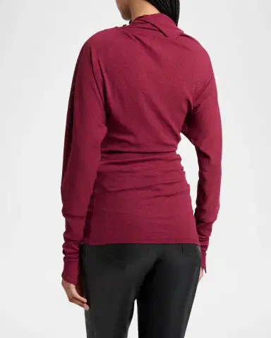 Proenza Schouler Golda Gauze Draped Long-Sleeve Top | Thumbnail 3
