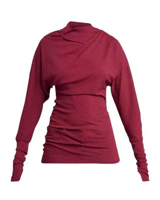 Proenza Schouler Golda Gauze Draped Long-Sleeve Top