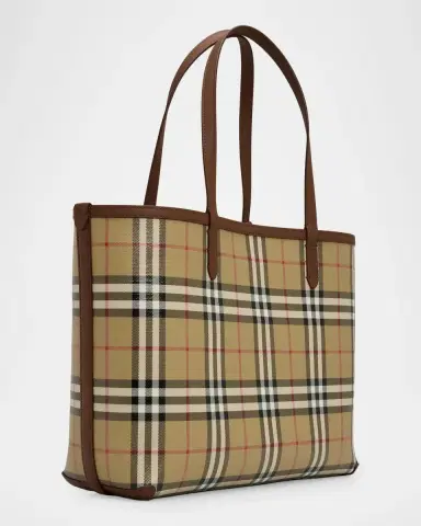 Burberry Small Coated Canvas Check Tote Bag | Thumbnail 2