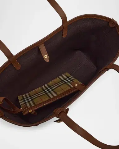 Burberry Small Coated Canvas Check Tote Bag | Thumbnail 3
