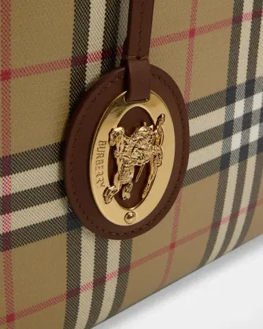 Burberry Small Coated Canvas Check Tote Bag | Thumbnail 4
