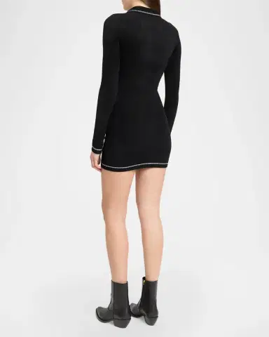AMIRI Ma Velvet Knit Long-Sleeve Mini Polo Dress | Thumbnail 3 AMIRI Ma Velvet Knit Long-Sleeve Mini Polo Dress | Thumbnail 3