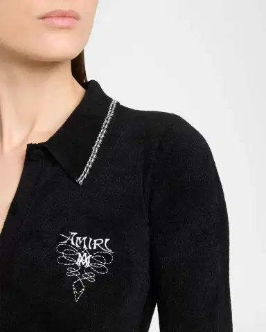 AMIRI Ma Velvet Knit Long-Sleeve Mini Polo Dress | Thumbnail 5 AMIRI Ma Velvet Knit Long-Sleeve Mini Polo Dress | Thumbnail 5