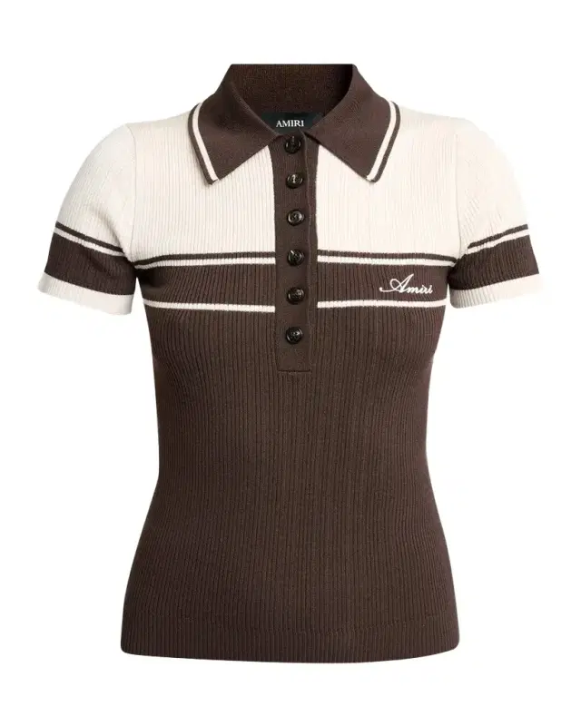 AMIRI Logo-Embroidered Colorblocked Polo Top