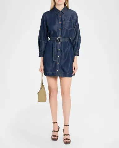 Cinq à Sept Leona Chambray Belted Mini Shirtdress | Thumbnail 2