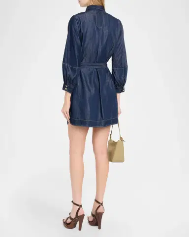 Cinq à Sept Leona Chambray Belted Mini Shirtdress | Thumbnail 3