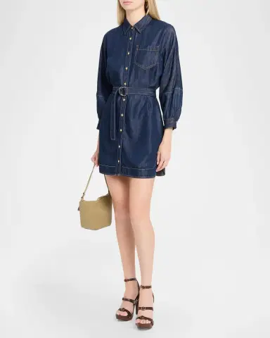 Cinq à Sept Leona Chambray Belted Mini Shirtdress | Thumbnail 4