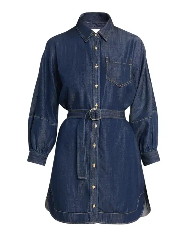 Cinq à Sept Leona Chambray Belted Mini Shirtdress