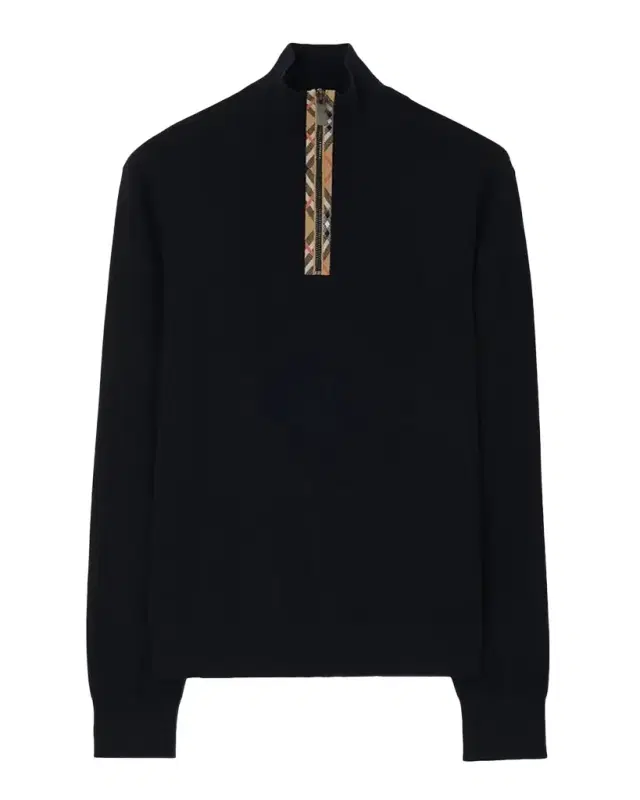 Burberry Men's Cameron Check-Trim Wool Half-Zip Sweater