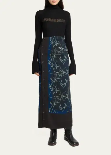 Proenza Schouler Anais Floral-Print Button-Side Midi Skirt | Thumbnail 2