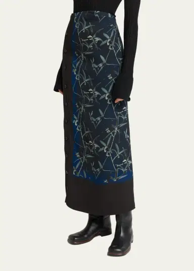 Proenza Schouler Anais Floral-Print Button-Side Midi Skirt | Thumbnail 4