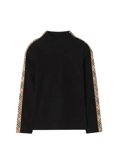 Burberry Girl's Florentina Check Tape Long-Sleeve Top, Size 4-14 | Thumbnail 1