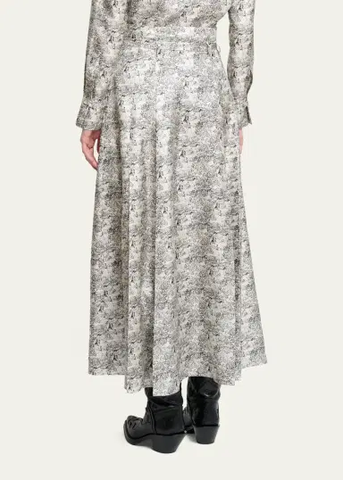 Gabriela Hearst Dugald Button-Front Pleated Silk Midi Skirt With Belt | Thumbnail 3