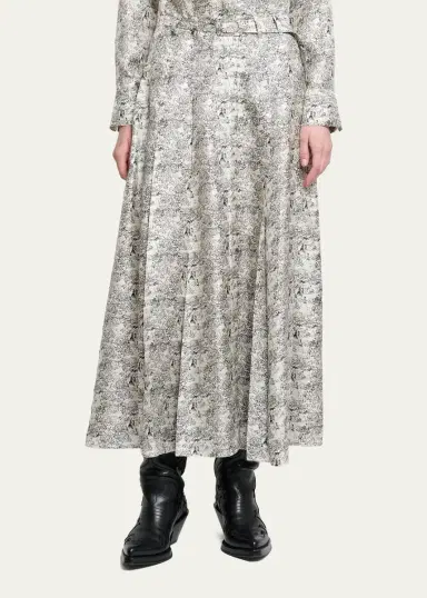 Gabriela Hearst Dugald Button-Front Pleated Silk Midi Skirt With Belt | Thumbnail 4