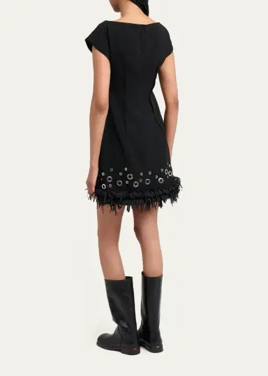 Proenza Schouler Grazziela Grommet Embellished Fringed Mini Dress | Thumbnail 3