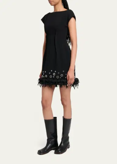 Proenza Schouler Grazziela Grommet Embellished Fringed Mini Dress | Thumbnail 4