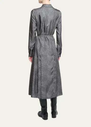 Gabriela Hearst Jane Herringbone Print Silk Belted Midi Shirtdress | Thumbnail 3