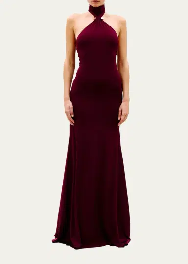 Silvia Tcherassi Feist Ruched Jersey Halter Maxi Dress | Thumbnail 2