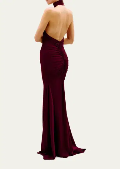 Silvia Tcherassi Feist Ruched Jersey Halter Maxi Dress | Thumbnail 3