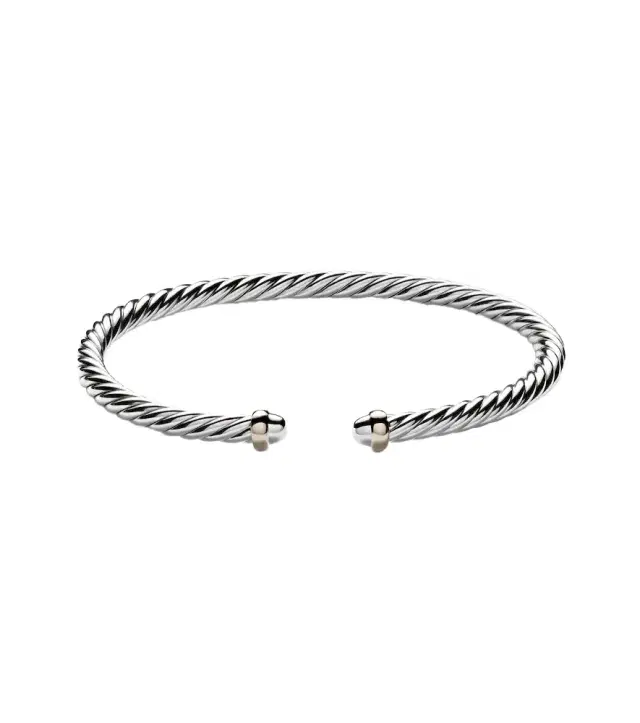 David Yurman Cable Flex sterling silver and 14kt gold cuff bracelet