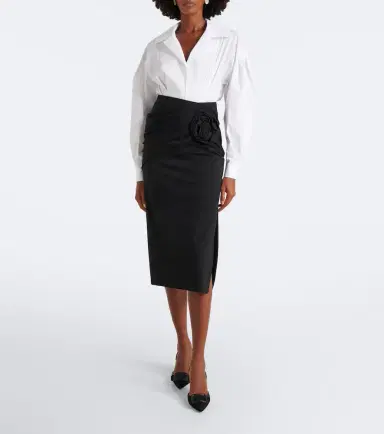 Carolina Herrera Floral appliqué wool-blend midi skirt | Thumbnail 5