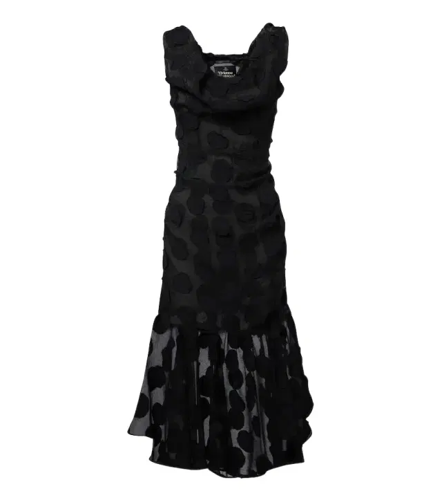 Vivienne Westwood Gennie Frill draped polka-dot crêpe midi dress