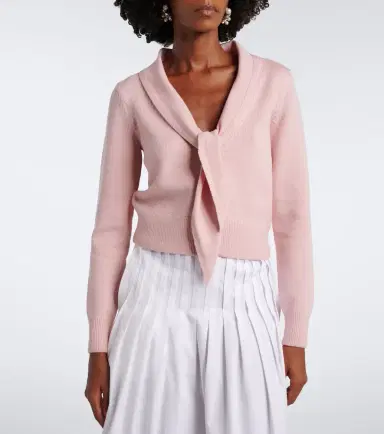 Oscar de la Renta Tie-neck virgin wool cardigan | Thumbnail 4