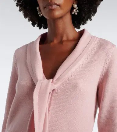 Oscar de la Renta Tie-neck virgin wool cardigan | Thumbnail 5