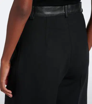 Max Mara Leather-trimmed wool-blend shorts | Thumbnail 3 Max Mara Leather-trimmed wool-blend shorts | Thumbnail 3
