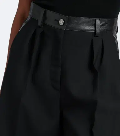 Max Mara Leather-trimmed wool-blend shorts | Thumbnail 5 Max Mara Leather-trimmed wool-blend shorts | Thumbnail 5